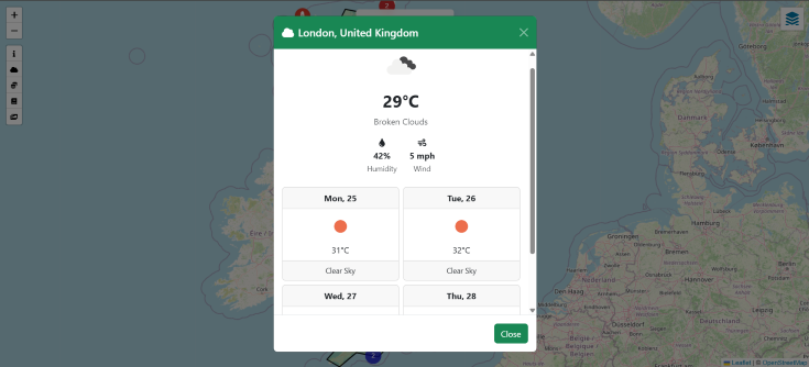 Weather forecast modal